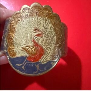 Vintage Peacock Detailed Cuff Bracelet Amazing Statement Bracelet